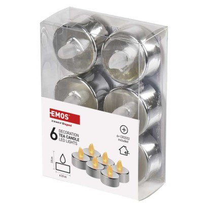 LED dekoracija – arbatžolė, sidabrinė, CR2032, vidaus, vintažinė, 6 vnt.