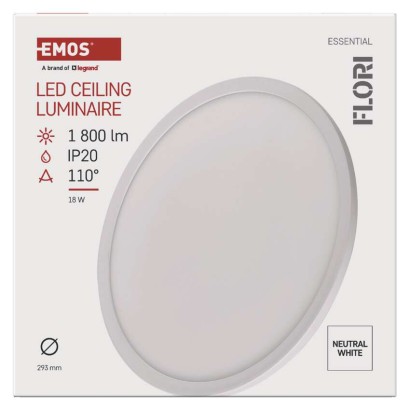 LED šviestuvas FLORI apvalus, baltas, 18 W, neutralios baltos spalvos