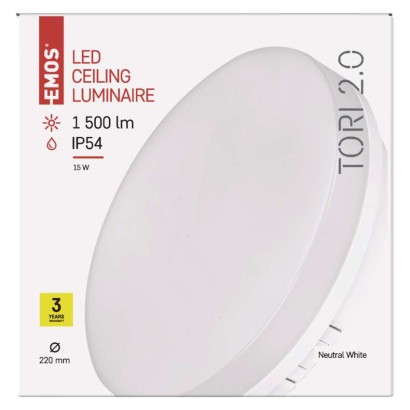 LED šviestuvas TORI 22 cm, 15 W, neutraliai baltas, IP54