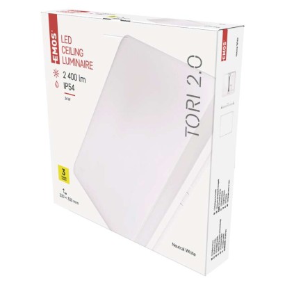 LED šviestuvas TORI 33 x 33 cm, 24 W, neutraliai baltas, IP54