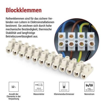 Klemmleiste 2,5–4 mm2, weiss