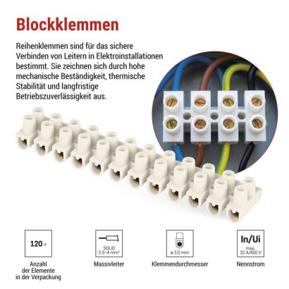 Klemmleiste 2,5–4mm2, weiss, 10 Stk