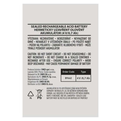 Akumulator AGM 4V 0,7Ah do P4507