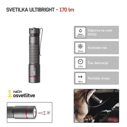 CREE LED svetilka kovinska Ultibright 60, 170lm, 1xAA