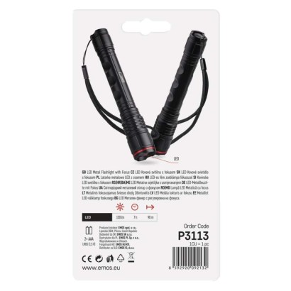 LED Metall-Taschenlampe, 120 lm, 2× AAA, FOKUS