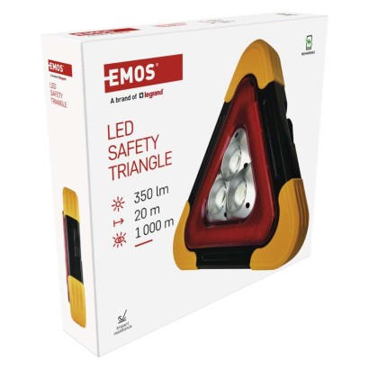 LED brīdinājuma trīsstūris, uzlādējams, COB LED + sarkana LED