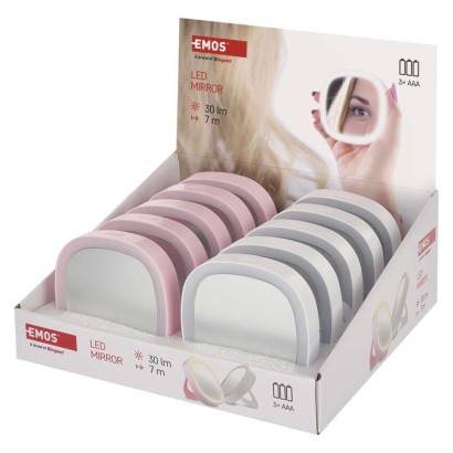 Kieszonkowe lusterko kosmetyczne z oświetleniem LED, 10 szt., box