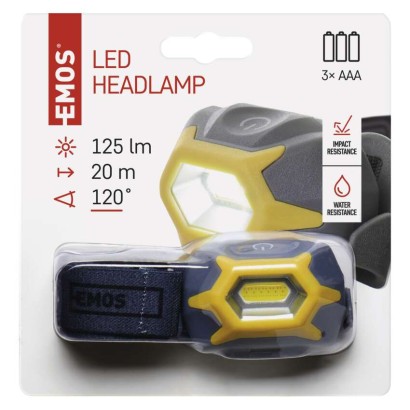 COB LED čelovka P3532, 125 lm, 20 m, 3x AAA