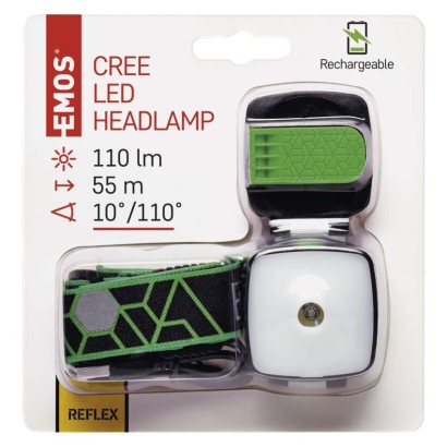 CREE + SMD LED nab. čelovka P3535, 110 lm, 55 m, Li-Pol 850 mAh