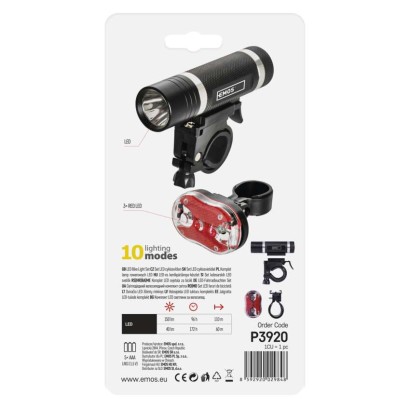 LED velosipēda priekšējais lukturis + aizmugurējais lukturis P3920, 150 lm, 5x AAA