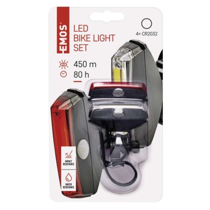 LED velosipēda priekšējais lukturis + aizmugurējais lukturis P3922, 22 lm, 2x CR2032