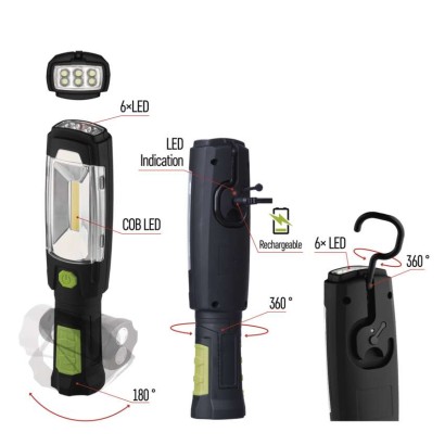 COB LED + LED aufladbare Arbeitsleuchte P4518, 380 lm,2500 mAh