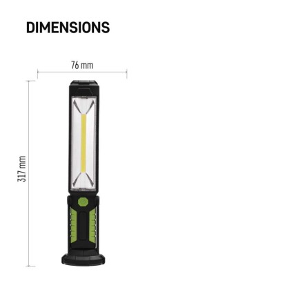 COB LED + LED uzlādējama lampa darbam P4525, 500 lm, 2000 mAh