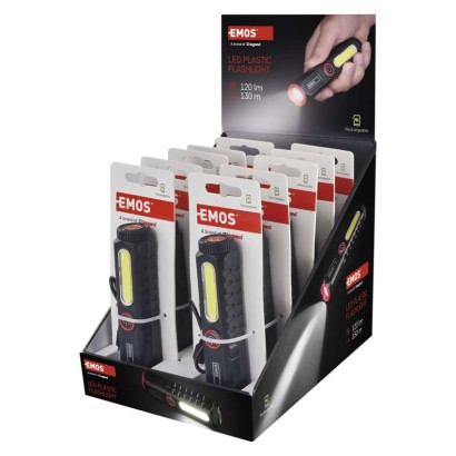 Wiederaufladbare LED-Taschenlampe aus Kunststoff P4720, 120 lm, 10 STCK., display box