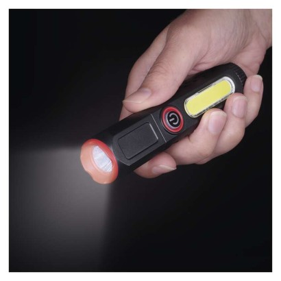 Wiederaufladbare LED-Taschenlampe aus Kunststoff P4720, 120 lm, 10 STCK., display box