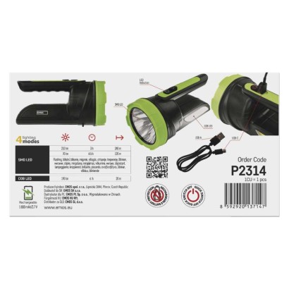 EMOS Akkumulátoros LED lámpa 210 lm, 1 800 mAh