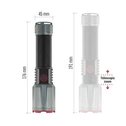 Latarka metalowa LED 3000 lm, 5000 mAh, ładowalna