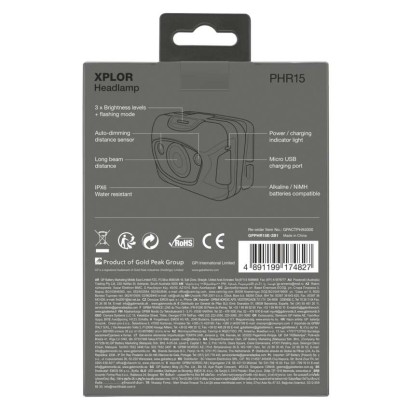 CREE LED nabíjecí čelovka GP Xplor PHR15, 300 lm