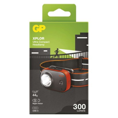 GP naglavna polnilna LED svetilka Xplor PHR16, 300 lm