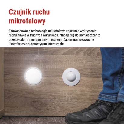 Czujnik mikrofalowy (czujnik ruchu) IP20 1200 W, biały