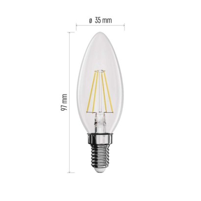 LED žarnica Filament Candle / E14 / 3,4 W (40 W) / 470 lm / toplo bela