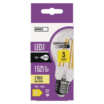LED žiarovka Filament A60 / E27 / 11W (100W) / 1521 lm / teplá biela / stmievateľná