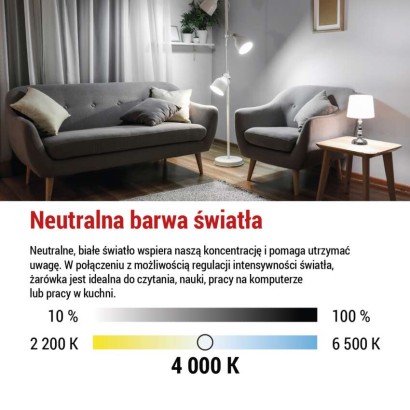 Żarówka LED Filament A60 / E27 / 7,5 W (75 W) / 1 055 lm / neutralna biel / ściemnialna