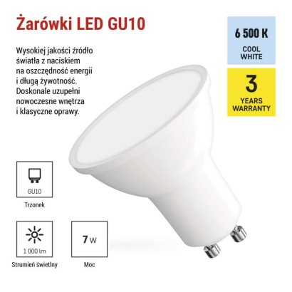 Żarówka LED Classic MR16 / GU10 / 7 W (72 W) / 1000 lm / zimna biel