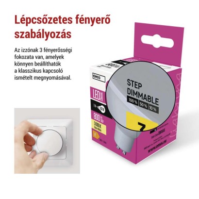 LED izzó Classic MR16 / GU10 / 7 W (60 W) / 800 lm / meleg fehér / dimmelhető
