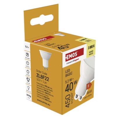 LED spuldze Basic MR16 / GU10 / 5,2 W (40 W) / 450 lm / Silti balta