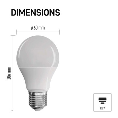 LED žiarovka Classic A60 / E27 / 5,2 W (40 W) / 470 lm / teplá biela