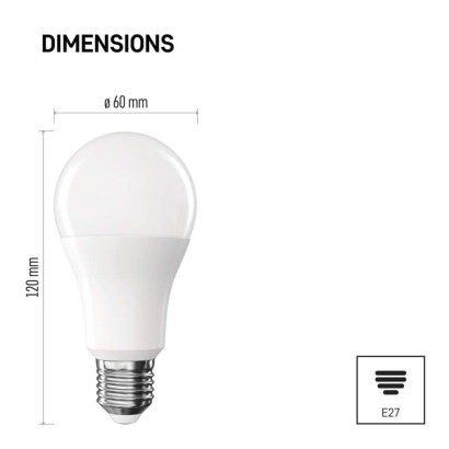 LED spuldze Classic A60 / E27 / 13 W (100 W) / 1521 lm / Neitrāli balta