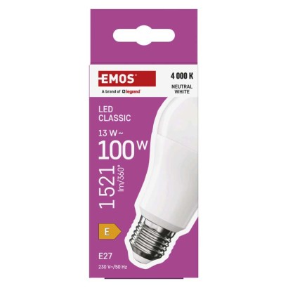 LED spuldze Classic A60 / E27 / 13 W (100 W) / 1521 lm / Neitrāli balta