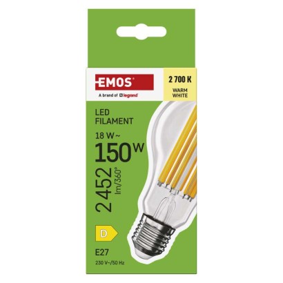 LED spuldze Filament A70 / E27 / 18 W (150 W) / 2452 lm / Silti balta