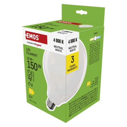 LED spuldze Filament G125 / E27 / 18 W (150 W) / 2452 lm / Neitrāli balta
