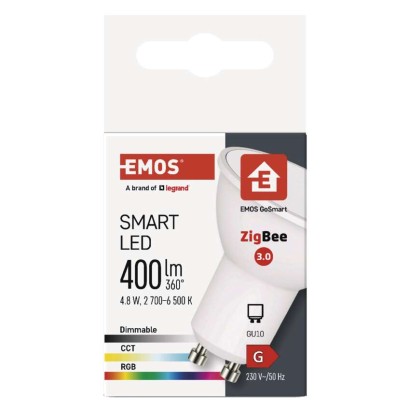 LED izzó GoSmart MR16 / GU10 / 4,8 W (35 W) / 400 lm / RGB / dimmelhető / Zigbee