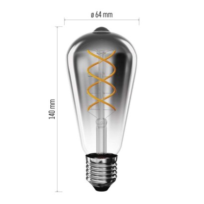 LED izzó DECO SMOKED ST64 / E27 / 4,5 W (19 W) / 180 lm / flame