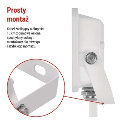 Naświetlacz LED SIMPO 10 W, biały, neutralna biel