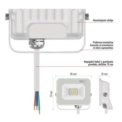 LED reflektor SIMPO 10 W nevtralna bela