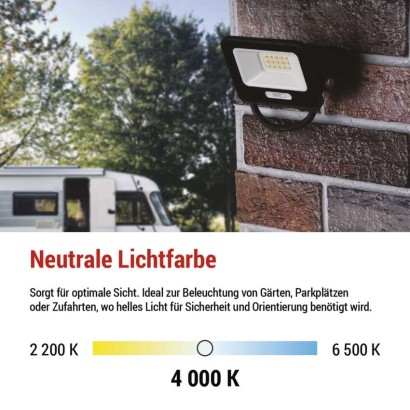 LED reflektor GLARO 10W, schwarz, IP65, 1000 lm, neutralweiß