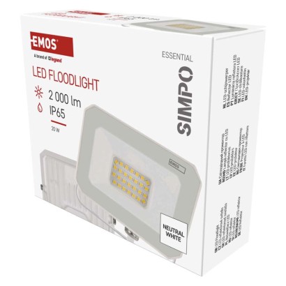 LED reflektor SIMPO 20W, weiß, IP65, 2000 lm, neutralweiß