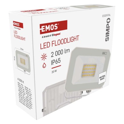 LED reflektor SIMPO 20W, weiß, IP65, 2000 lm, neutralweiß