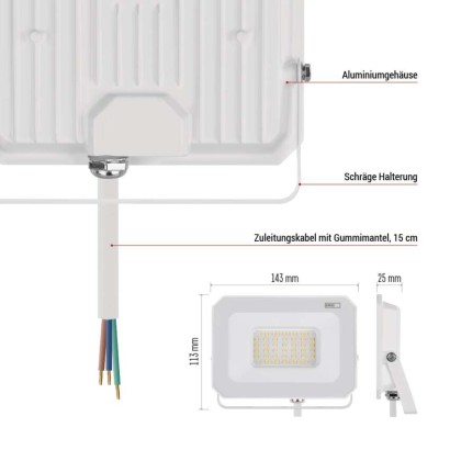 LED reflektor SIMPO 30W, weiß, IP65, 3000 lm, neutralweiß