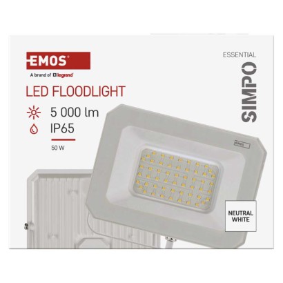 LED reflektor SIMPO 50W, weiß, IP65, 5000 lm, neutralweiß