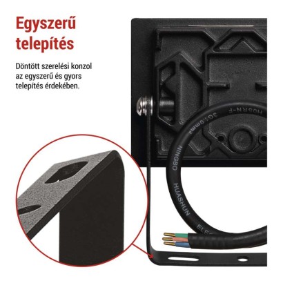 LED-es reflektor TAMBO, 10 W, 1000 lm, IP65, fekete