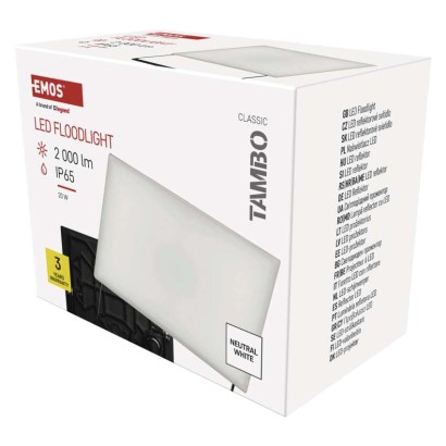 LED reflektor TAMBO, 20 W, 2000 lm, IP65, černý