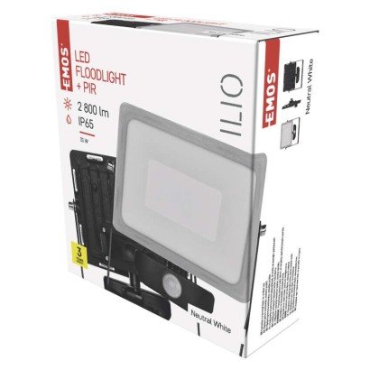 LED prožektors ILIO ar kustību sensoru, 31 W, melns, neitrāli balts