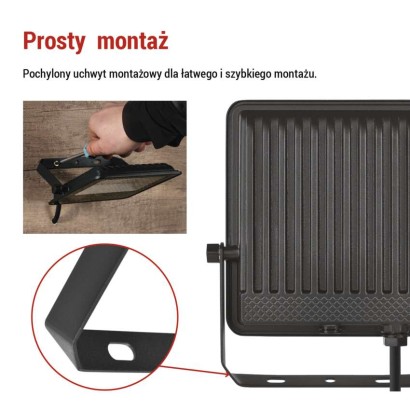 Naświetlacz LED VISIO 50 W czarny neutralna biel