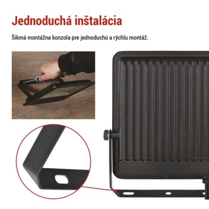 LED reflektor VISIO čierny, 100 W neutrálna biela