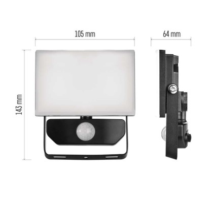 LED-Flutlicht TAMBO mit Bewegungssensor, 10 W, 1000 lm, schwarz